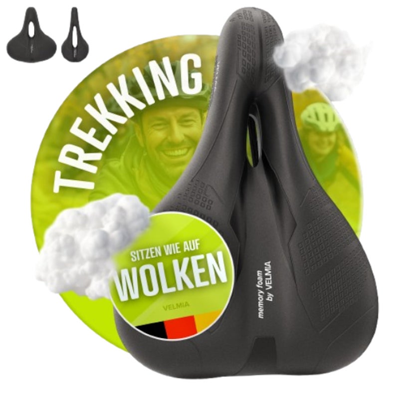 VELMIA Bike Seat Designed in Germany, Made of Comfy Memory Foam I Bicycle Seat for Men and Women, Waterproof Bike Saddle with Smart Zone-Concept I Exercise, for BMX, MTB & Road - Image 1